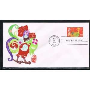   Rooster First Day Cover Cachet by Handmade Paper Cut: Office Products