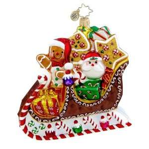 Christopher Radko Glass Sleightime Sweets Santa Christmas Ornament 