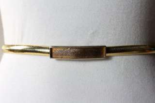 Vtg 70s Gold Mesh Stretch Metal Cinch Belt S/M  