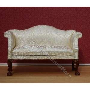   Damask Sofa with Queen Anne Legs Dollhouse Miniature Toys & Games
