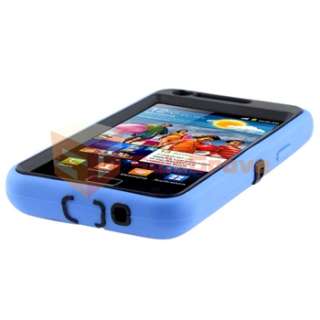 Black Blue Hybrid TPU Case+Privacy Film+Charger For Samsung Galaxy S 