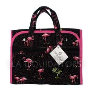 Donna Sharp Flamingo Flat Make Up Bag Quilted Handbag by Quilts by 