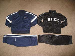NWT New Nike Boys Black Navy Tracksuit Outfit Set Jacket Pants Size 2T 