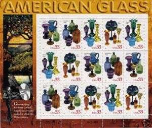 American Glass Pane of 15 x 33 cent US Postage Stamps 1  