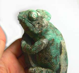 Incredible Colombian Emerald Carved Chameleon Statue  