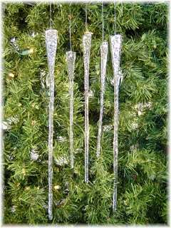 DEPT 56 HANDMADE GLITTERING GLASS ICICLES CHRISTMAS ORNAMENTS SET OF 