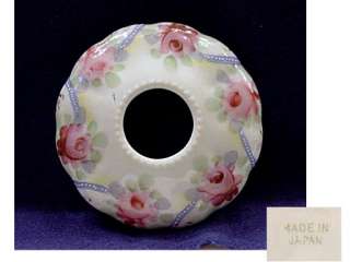 now free hand painted porcelain hair receiver jar with roses