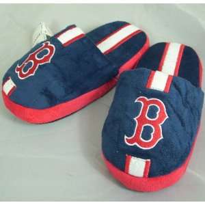  Boston Red Sox Youth Team Stripe Plush Slippers: Sports 