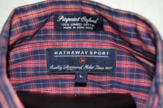 Mens Hathaway Sport Oxford Button Down Shirt Mens Brown Sz Large 