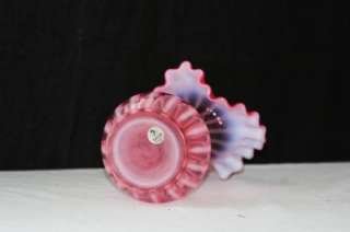 Beautiful Fenton Rose Swirl Opalescent Cranberry Glass 9 Vase Pitcher 