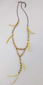 ACB by Annie Costello Brown Leather & Pearl Necklace  