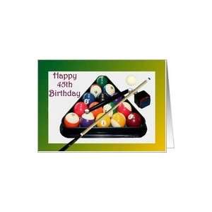   Age Specific 45th ~ Racked Pool Balls, Cue & Chalk Card Toys & Games