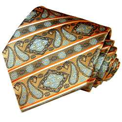 42012 LORENZO CANA Italian Tradition Silk Tie Brillant Gold Cravatte 