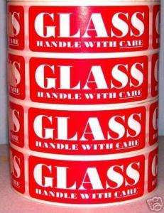 250 1x3 FRAGILE GLASS HANDLE WITH CARE LABEL STICKER  