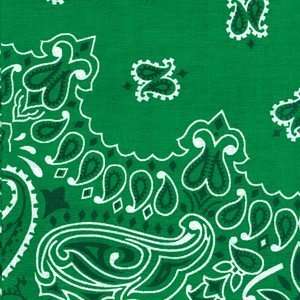    Paisley Bandana 100% Cotton Kelly Green Arts, Crafts & Sewing