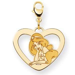 Jasmine Heart Charm 5/8in   Gold Plated/Gold Plated Sterling Silver