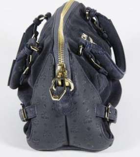 MCM Gray Suede Convertible Handbag/Shoulder Bag Purse Goldtone 