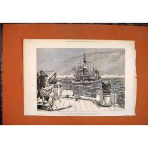  Naval Manoeuvres Longships Ships Sea Navy Print 1888