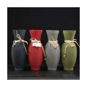  Decorative Short Frosted Glass Vase Colors Red, Green 