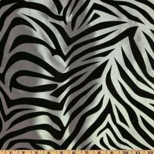 58 Wide Iridescent Flocked Taffeta Zebra Black/Silver Fabric By The 