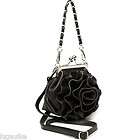 New Cross body bag clutch purse w/floral rosette & detachable chain 