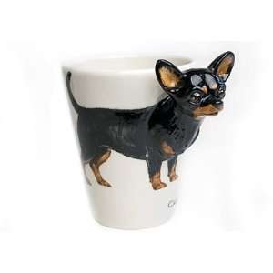   Black & Tan Chihuahua Sculpted Ceramic Dog Coffee Mug: Home & Kitchen