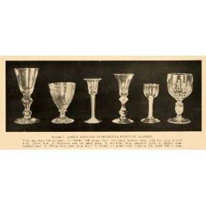 1918 Print Glasses Goblet Bowl Stemware Dinner Table   Original 