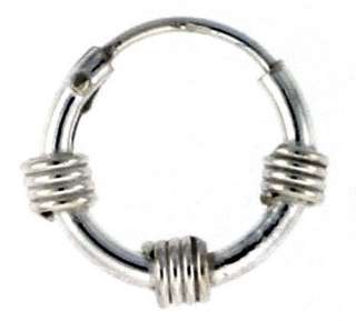 5mm Sterling Silver Banded Hoop Earrings 10mm He110B  