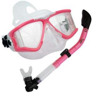 Scuba Dive Women Petite Panoramic Mask Dry Snorkel Set  