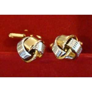  Silver and Gold Knot Cufflinks Wedding Fathers Day 