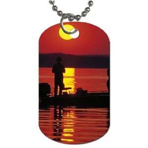 Bass Fishing Scenic Nature Photo Dog Tag with 30 chain necklace Great 