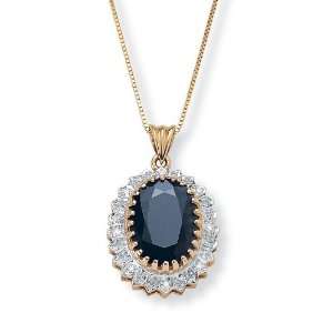   Cut Midnight Blue Sapphire and Round Diamond Accent Pendant and Chain