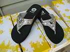 Yellow Box Shoes Minnie Pewter Flip Flops with Rhinestones & Crystals