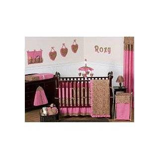 Cheetah Girl Pink and Brown Baby Bedding 9pc Crib Set