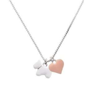  White Westie Dog and Pink Heart Charm Necklace: Jewelry