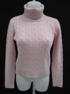 LEGGIADRO Pink Cable Knit Cashmere Turtleneck Sweater M  