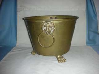 Brass Lions Head Handles Footed 10 1/2 wide Pot/Bucket Huss & Co 