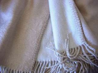 Luxurious Reversible 100% silk fleece throw with Fringe Ivory and 
