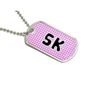  5k Pink   Running Military Dog Tag Keychain Automotive
