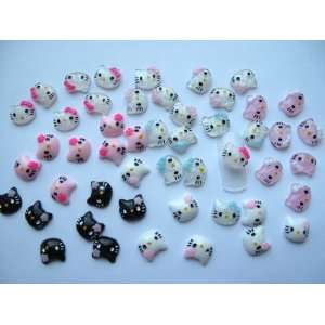 Nail Art 3d 50 Pieces Mix Hello Kitty Head for Nails, Cellphones 1.2cm 