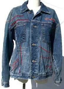 RUFF n TUFF Denim Blue Jean Jacket L Embroidery Accents  