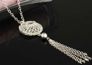   swarovski crystals hollow circle moon pendant chain necklace CN3066