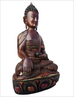 Wooden Shakyamuni Buddha Statue NEPAL  