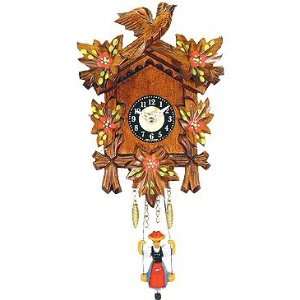  Black Forest Carved Clock:SwingingBlack Forest Girlwith 