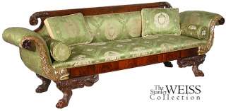 SWC Carved Mahogany Classical Sofa, Phyfe School c.1810  