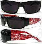 Ban Black Red Paisley Bandana Sunglasses Super Dark Lenses OG LOC