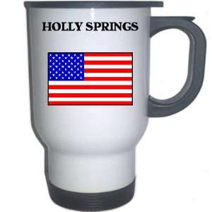 US Flag   Holly Springs, North Carolina (NC) White Stainless Steel Mug