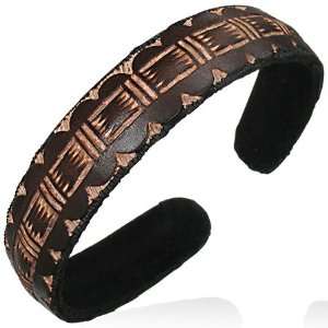 Brown Leather Cuff Bracelet, Intricate Handcrafted Detailing, Fully 