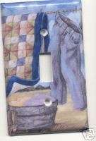 LAUNDRY QUILT ON THE LINE Single Light Switch Cover  