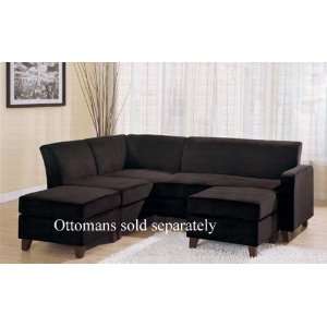  Sectional Sofa with Wooden Legs Chocolate Velvet: Home 